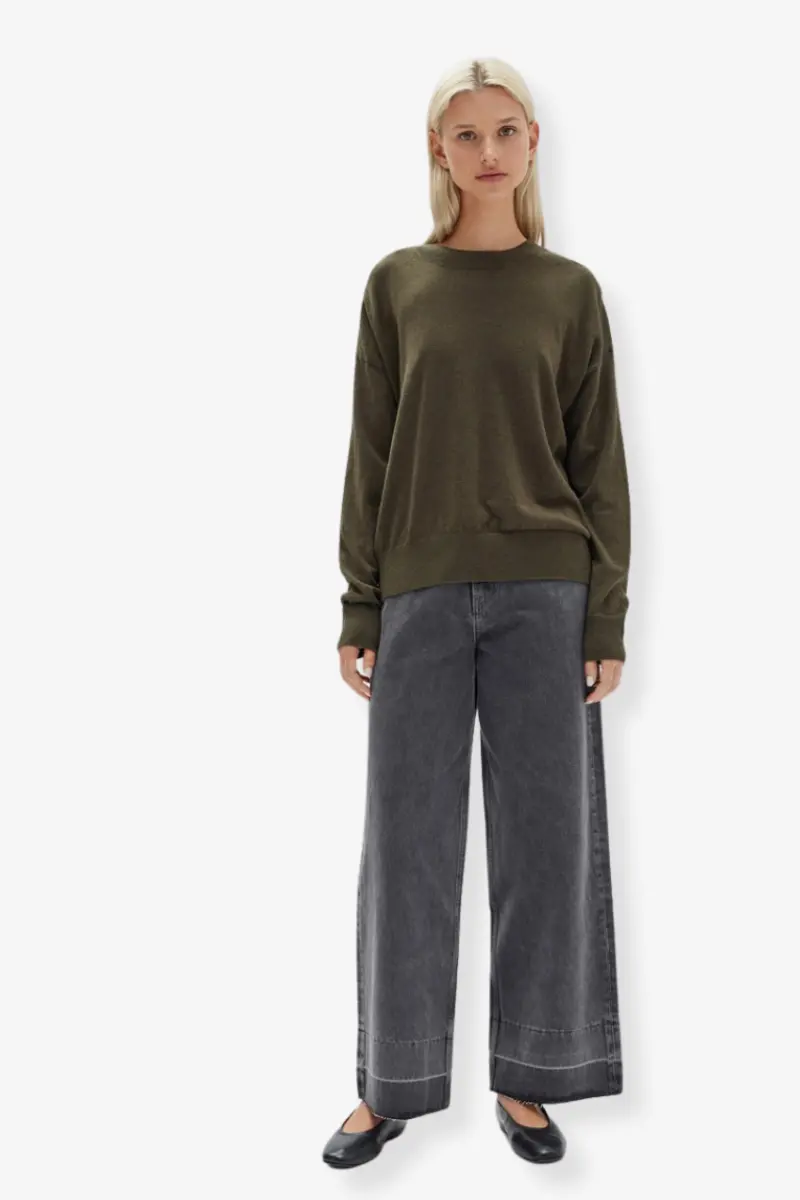 Assembly Label - Cotton Cashmere Lounge Sweater - Pea Marle 1