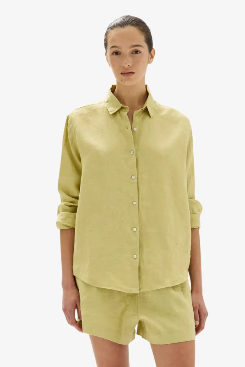 Assembly Label - Xander Linen Shirt - Pear 1