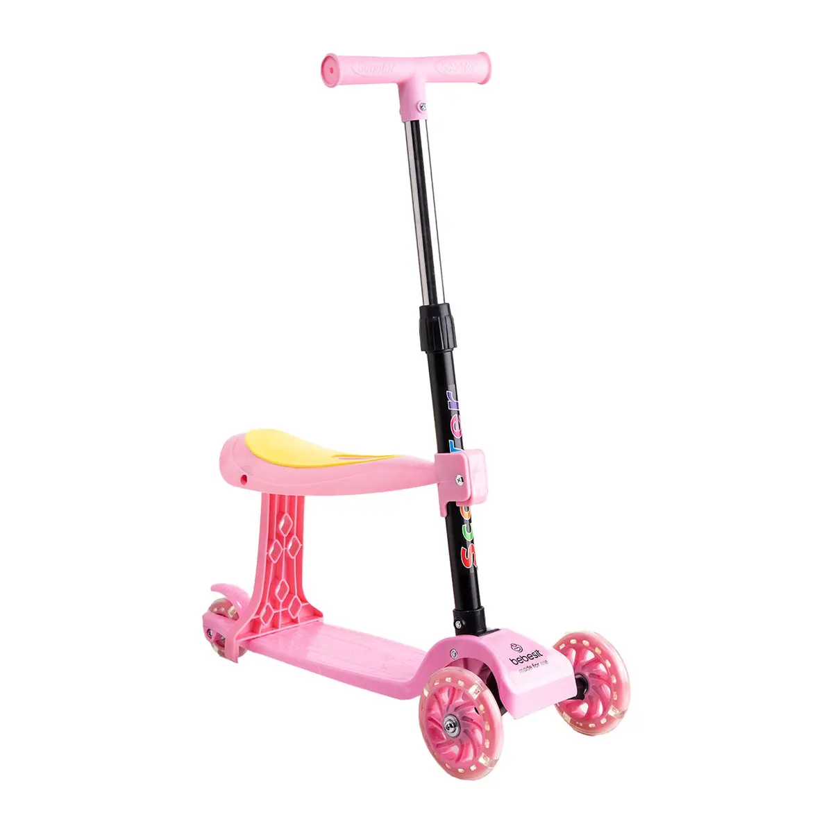 Scooter Monopatín 2 En 1 Con Asiento Xt04 Rosa, Bebesit 1