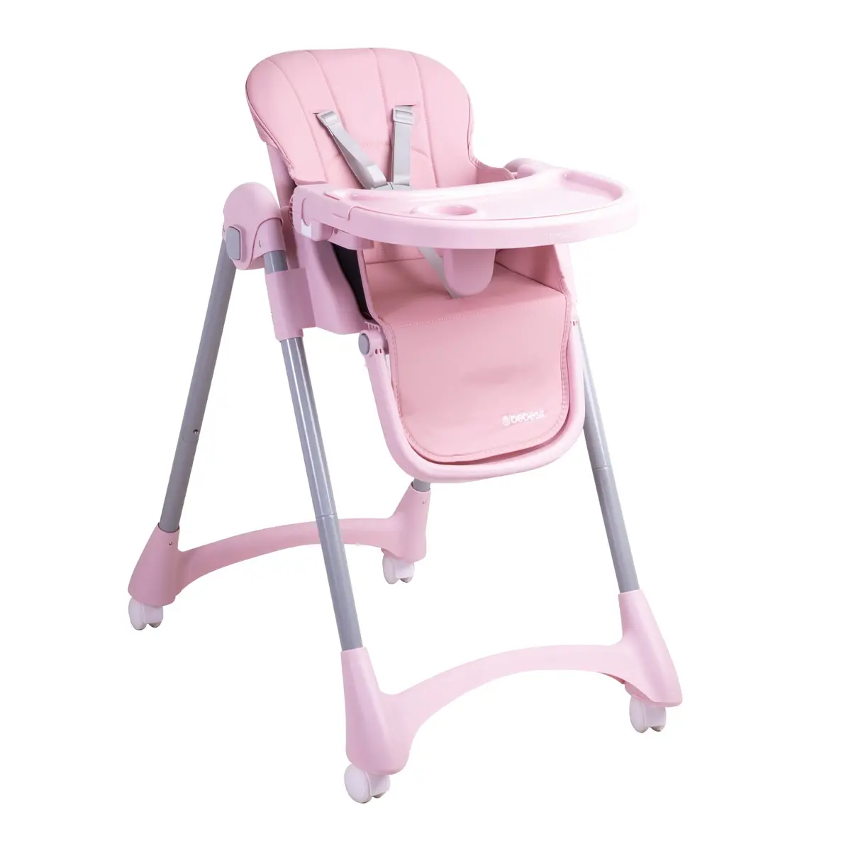Silla De Comer Bebe Reclinable Plegable Easy Eat Rosada 1