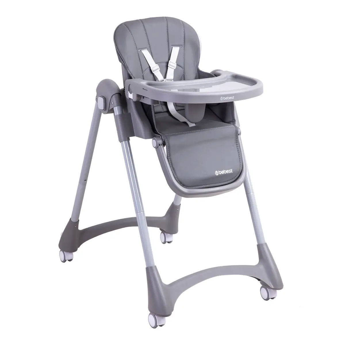Silla De Comer Bebe Reclinable Plegable Easy Eat Gris 1