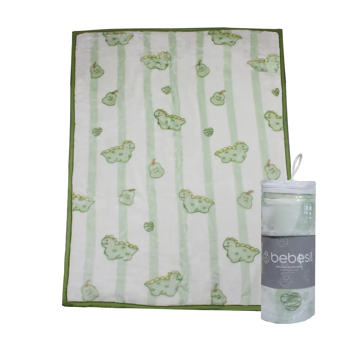 Frazada Ultra Soft Dino 110X140cm Verde Bebesit 1