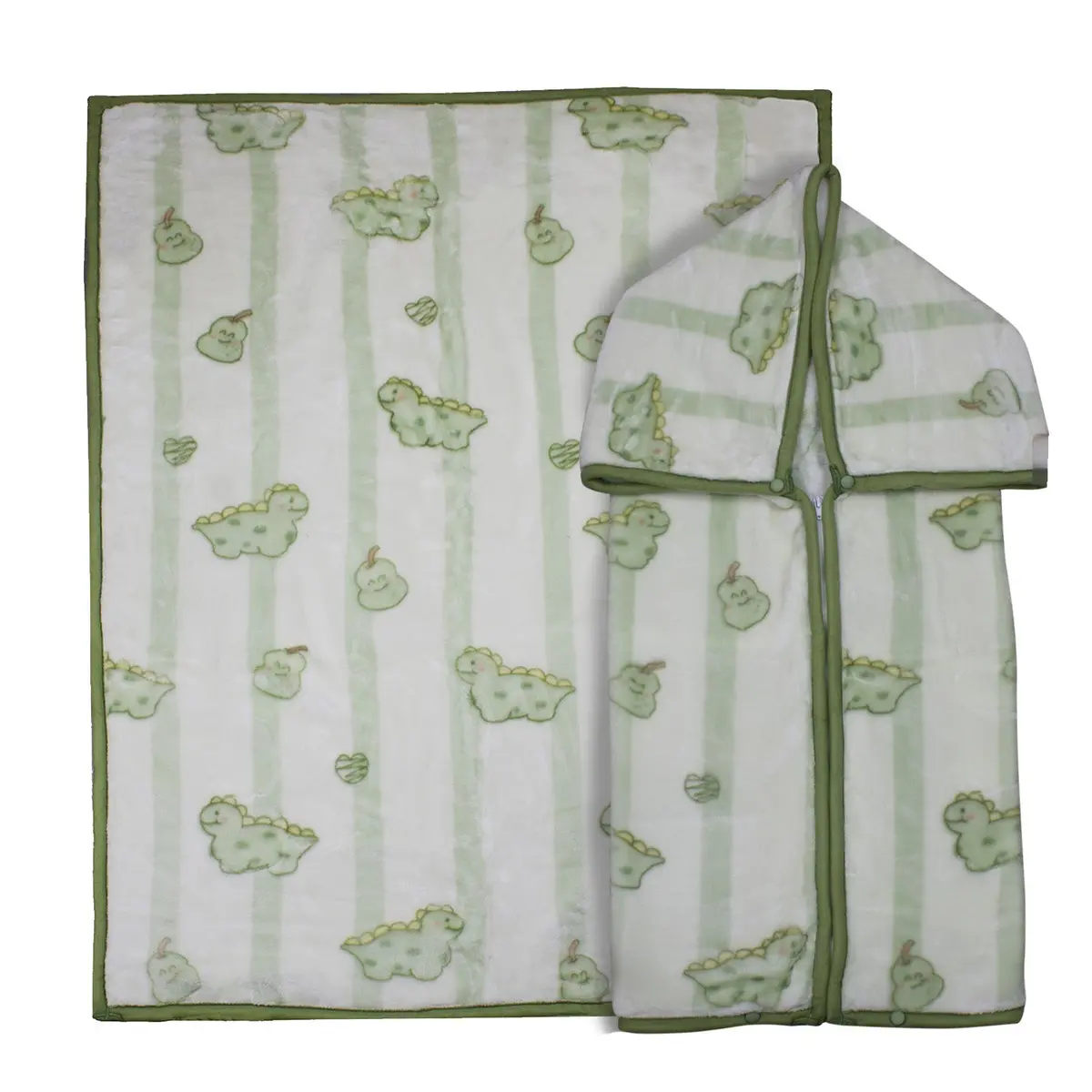 Saco Con Broche Ultra Soft Dino 80X110cm Verde Bebesit 1