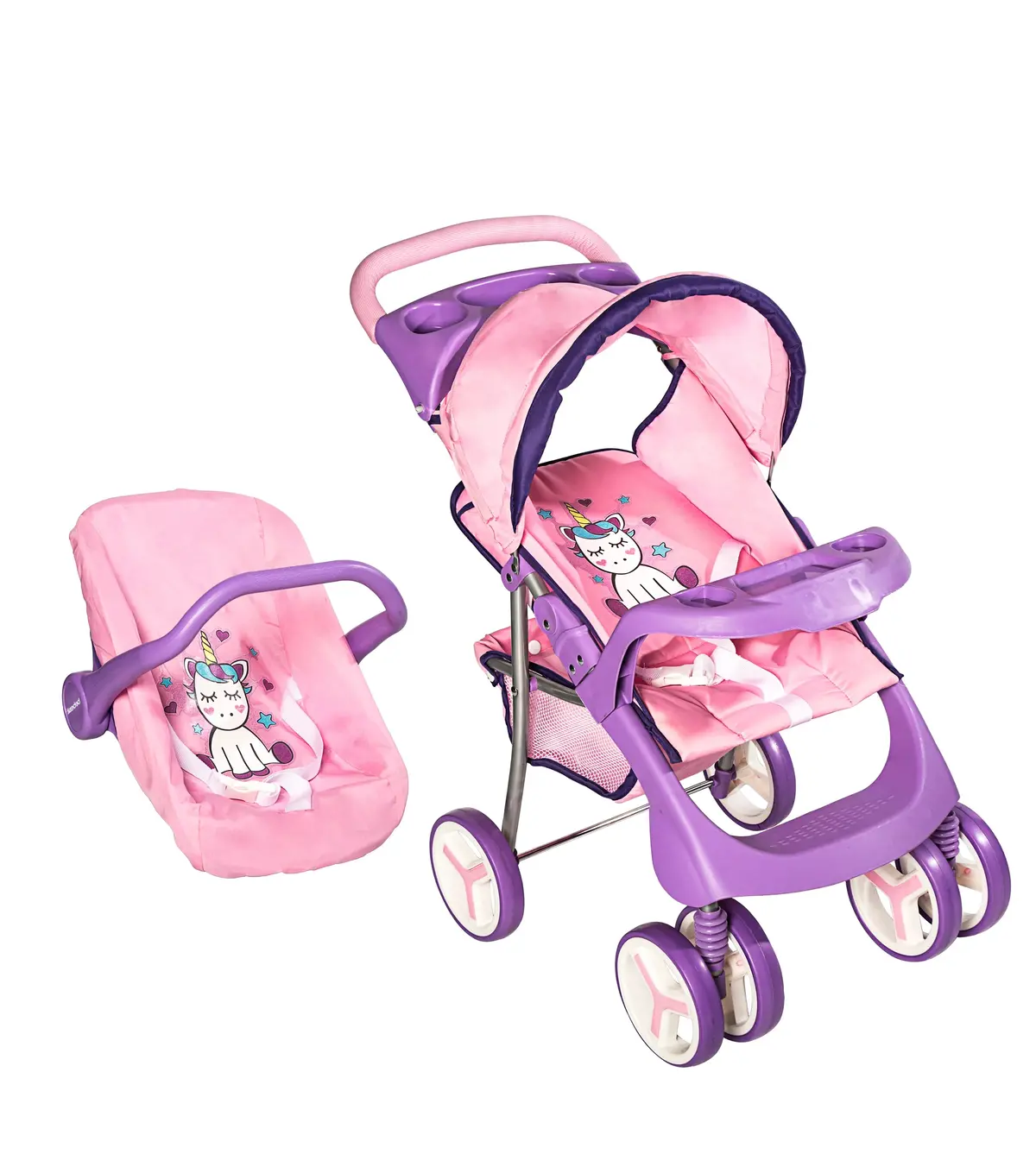 Juguete Cochecito Travel Muñeca Unicornio, Bebesit 1