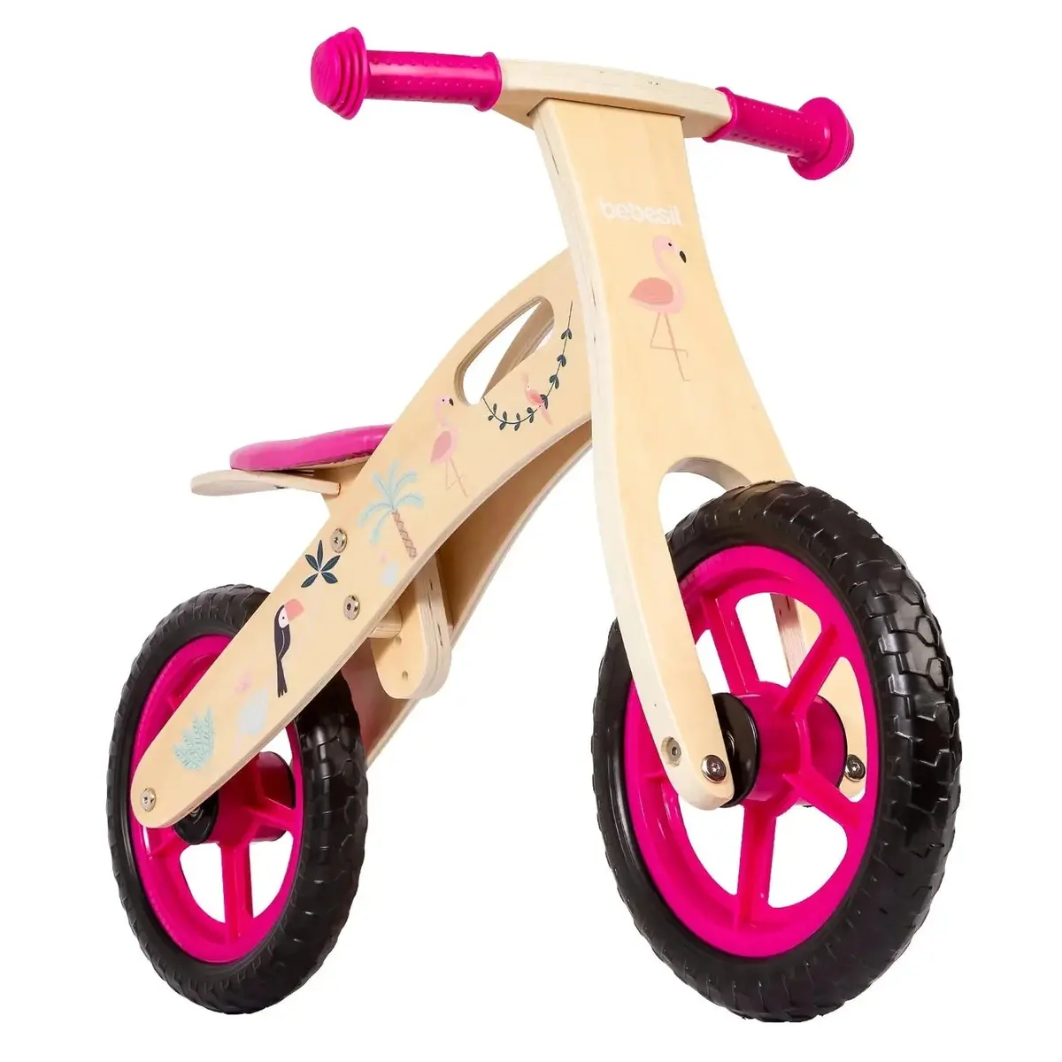 Balance Bike Bicicleta De Equilibrio Aprendizaje Madera Flamenco Rosa, Bebesit 1