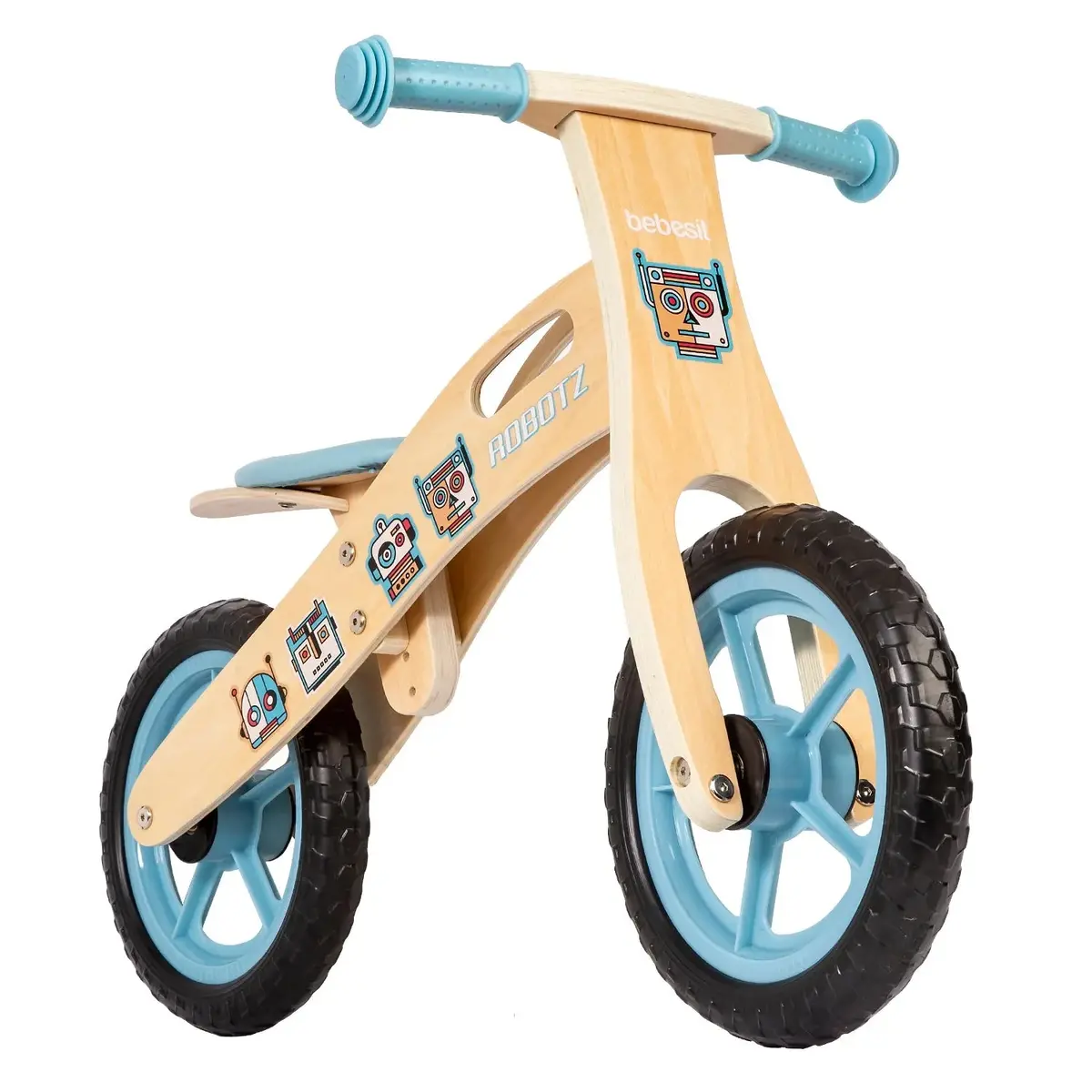 Balance Bike Bicicleta De Equilibrio Aprendizaje Madera Robot Celeste, Bebesit 1