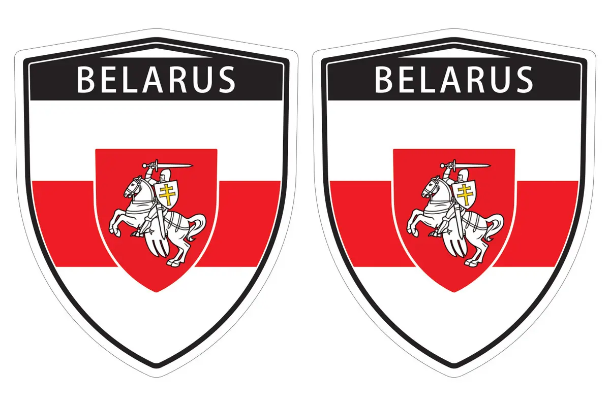 Belarus Belorussia Flag Shield Shape Decal Car Bumper Window Sticker Set Of 2,  Sh008 1