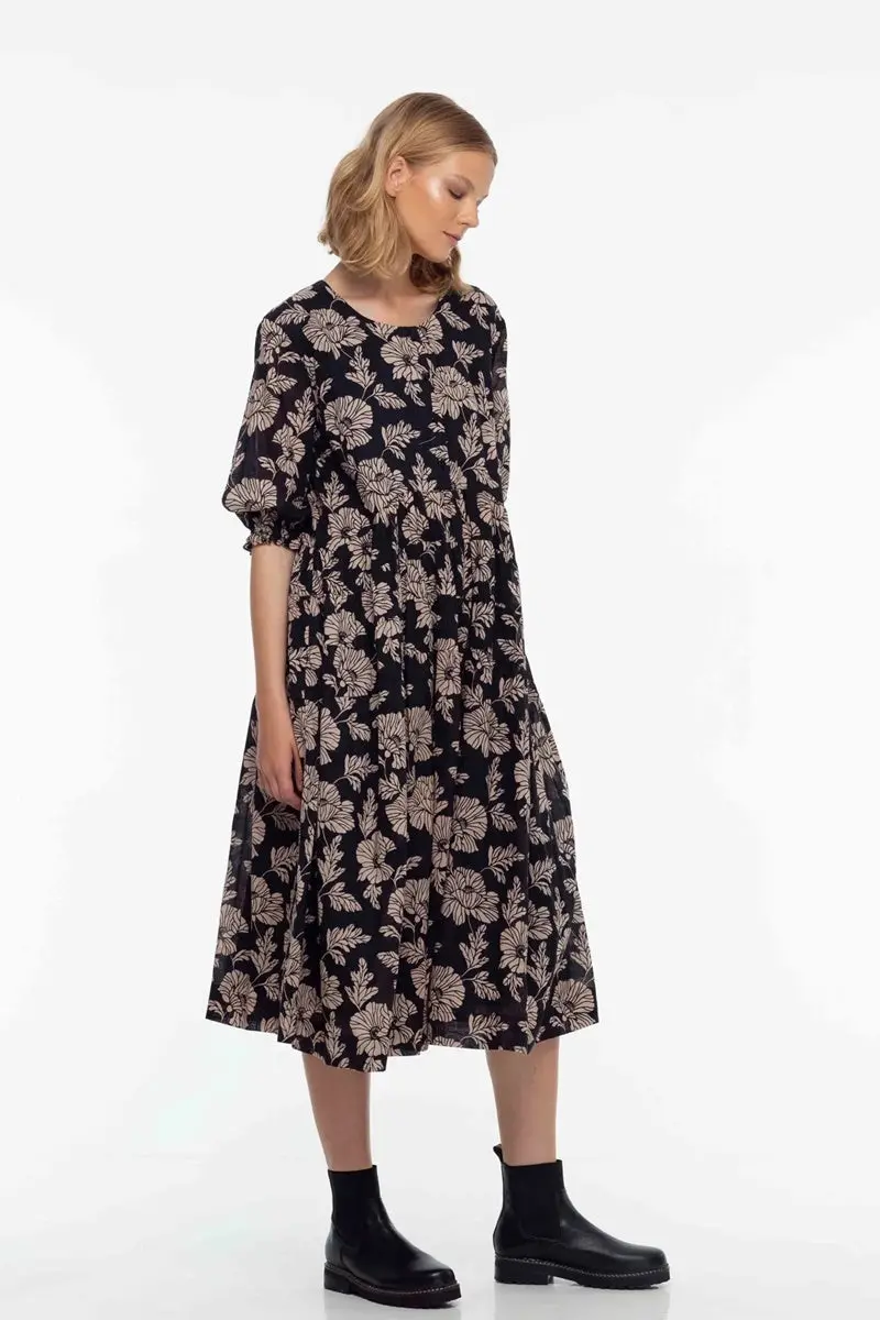 Blak - Dreamer Dress - Black/Tan Floral 1