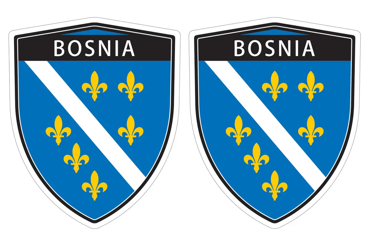 Bosnia Flag Shield Shape Decal Car Bumper Window Sticker Set Of 2,  Sh009 1