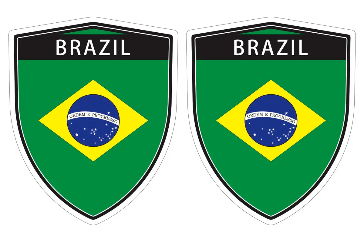Brazil Flag Shield Shape Decal Car Bumper Window Sticker Set Of 2,  Sh010 1