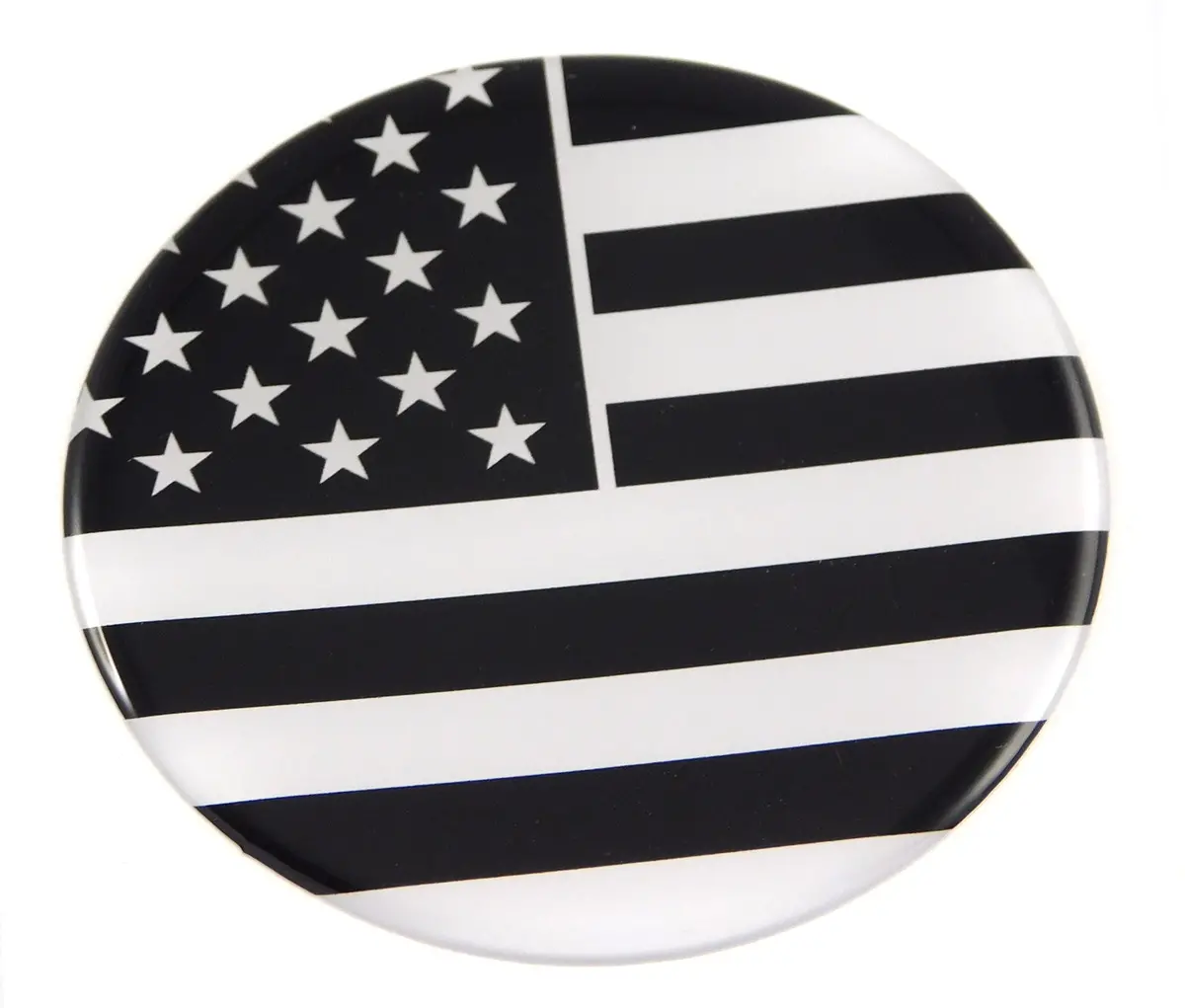 Usa America American Flag Black And White Round Domed Decal Emblem Car Bike 2.44" 1