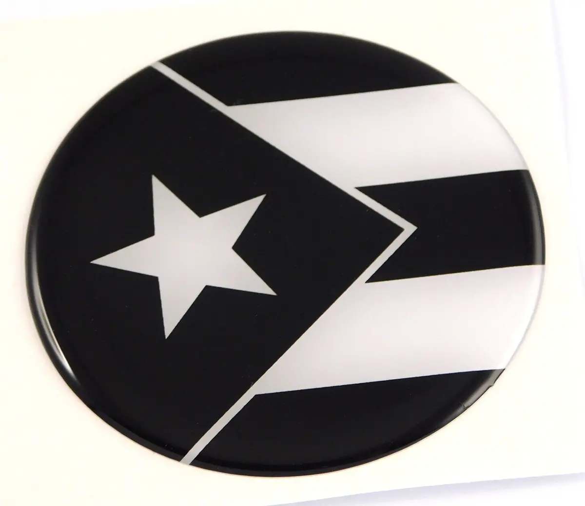 Puerto Rico Flag Black And White Round Domed Decal Emblem Car Bike 2.44" 1