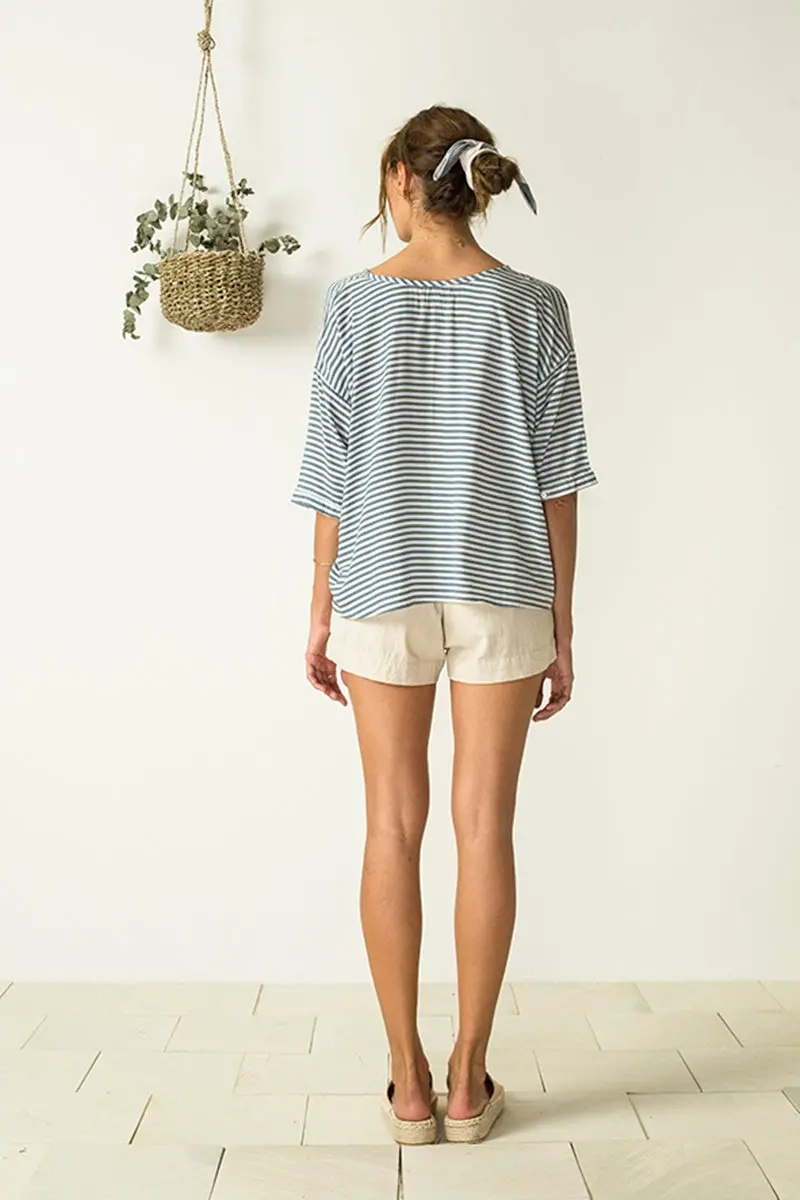 Bird & Kite - Ella Top - Thalassa Stripe Blue 3