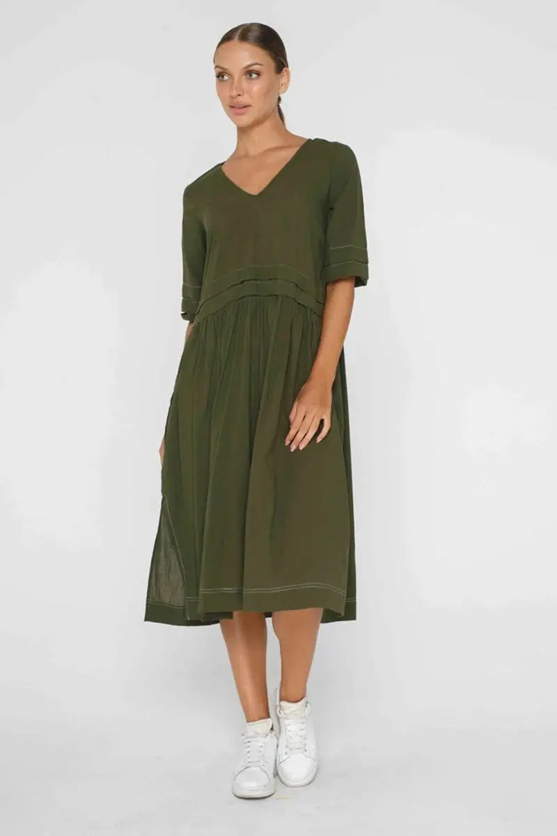 Blak - Sweet Thing Midi Dress - Dark Khaki 1