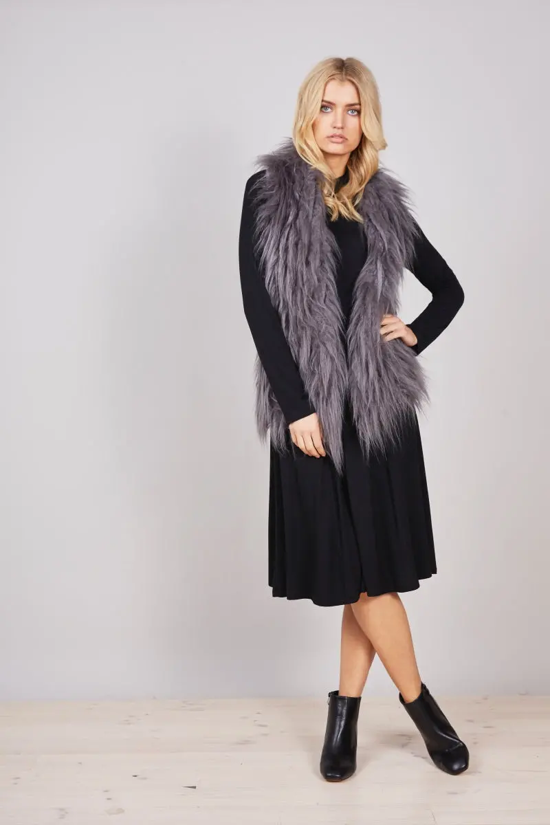 Brave & True - Knit Fur Vest - Charcoal 1