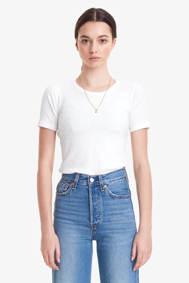 Commoners - Womens Base Ribbed Ss Tee - White 3