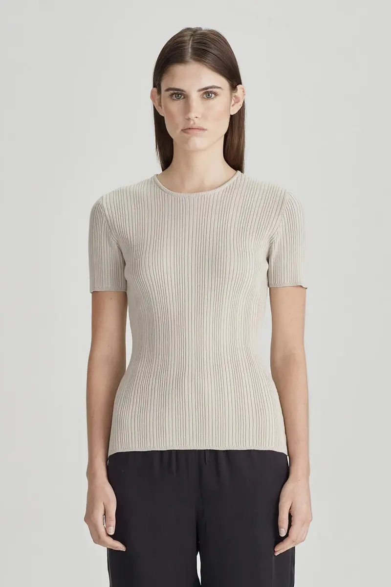 Commoners - Base Rib Knit Tee - Pumice 1