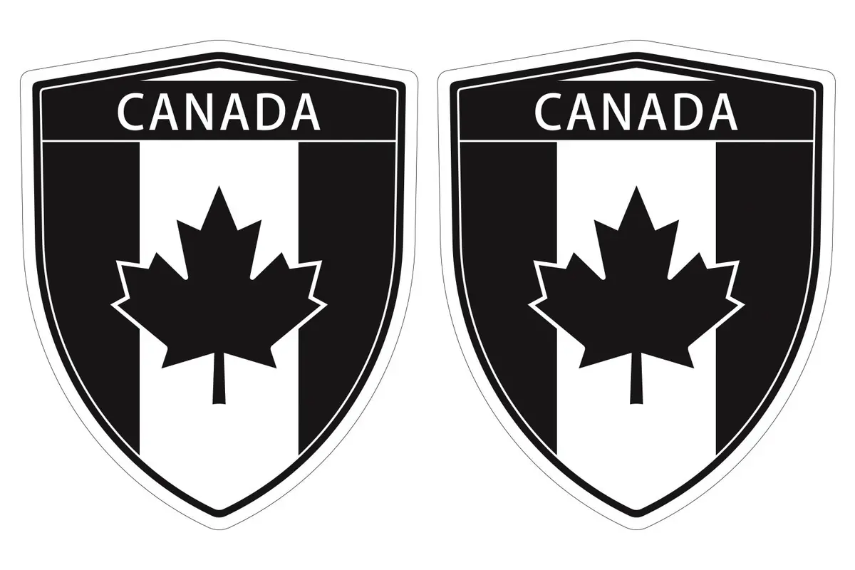 Canada Black Flag Shield Shape Decal Car Bumper Window Sticker Set Of 2,  Sh012 1