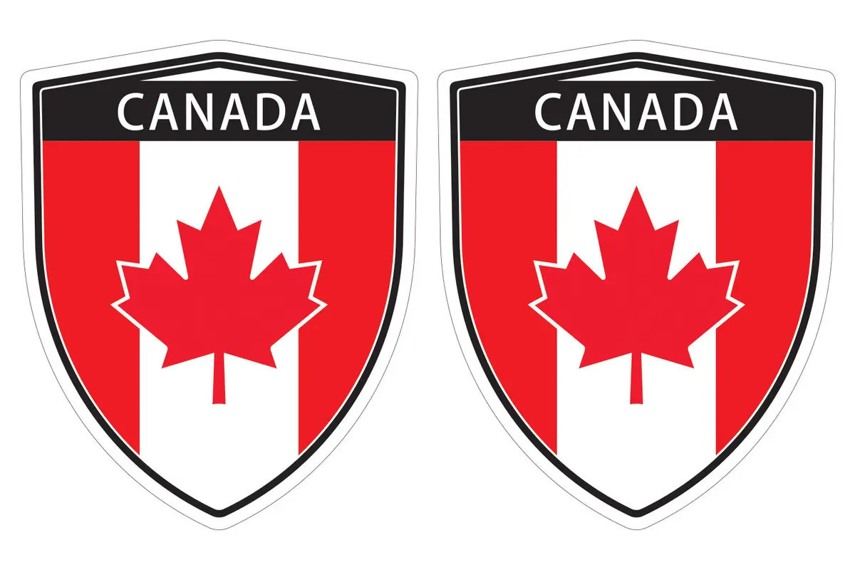 Canada Flag Shield Shape Decal Car Bumper Window Sticker Set Of 2,  Sh011 1