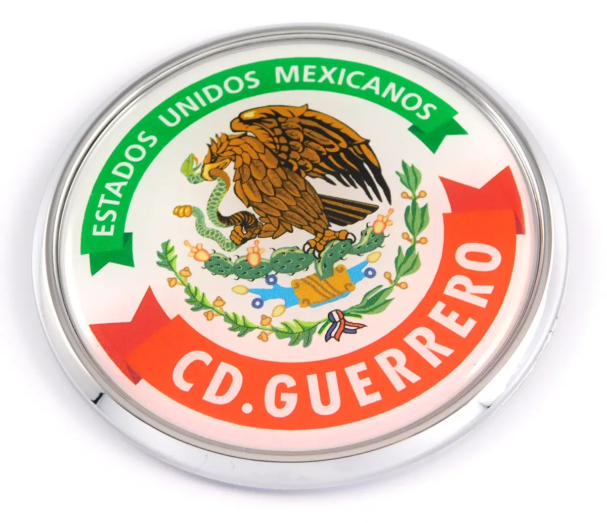 Cd. Guerrero Mexico Mexican State Car Chrome Round Emblem Decal 3D Badge 2.75" 1