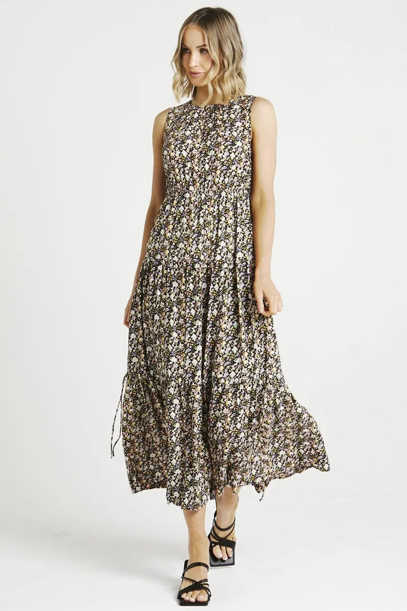 Sass - Celina Midi Dress - Black Ditsy 1