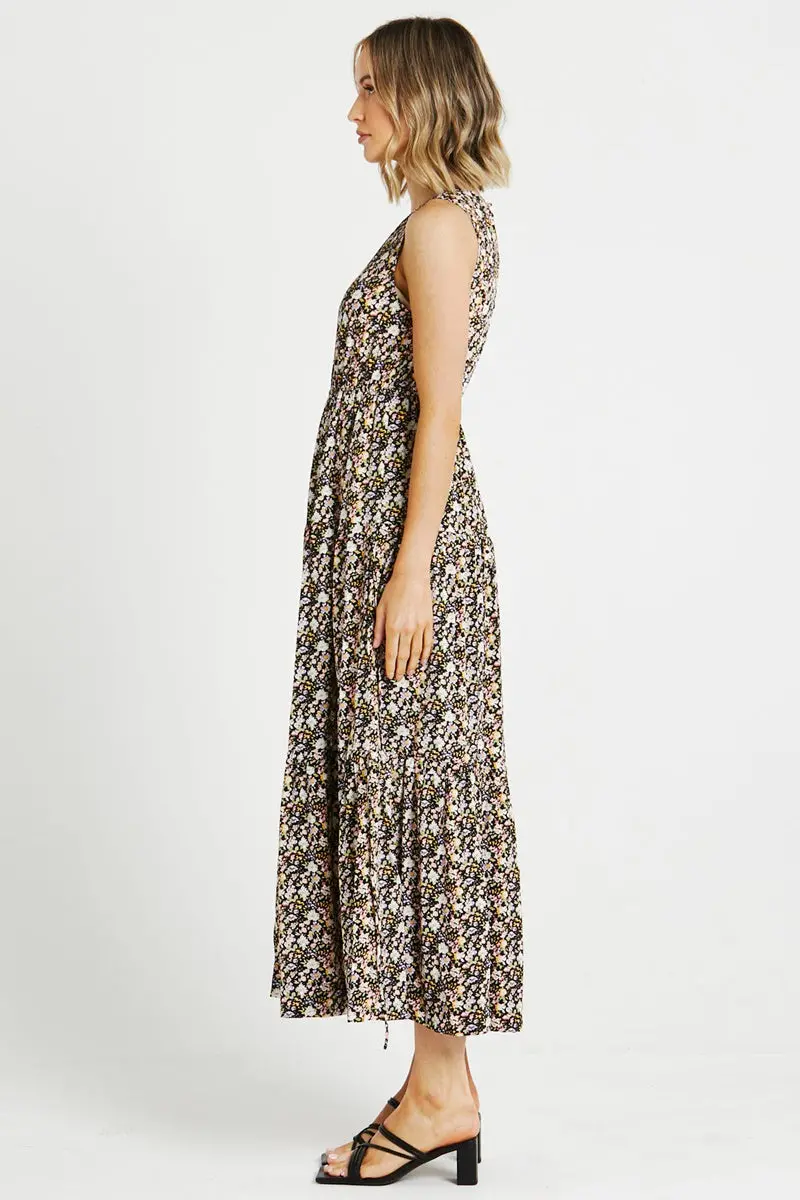Sass - Celina Midi Dress - Black Ditsy 3