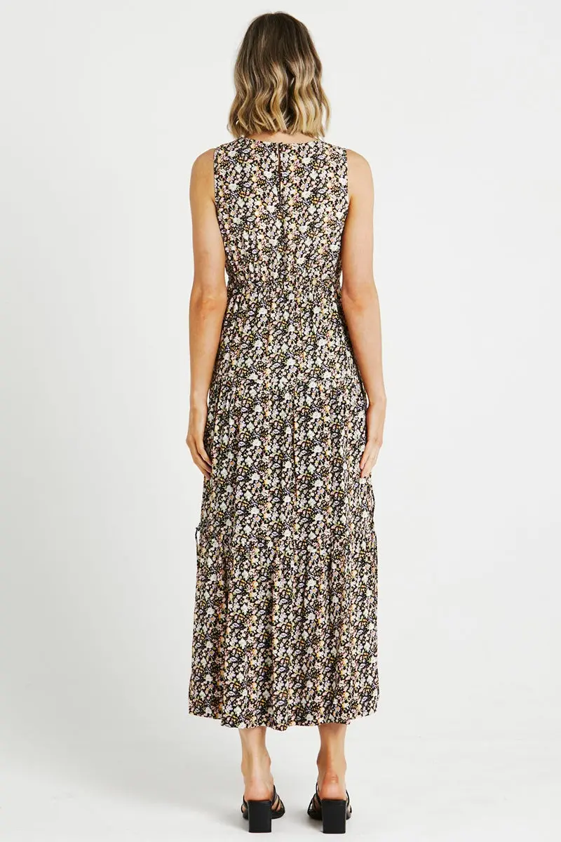 Sass - Celina Midi Dress - Black Ditsy 4