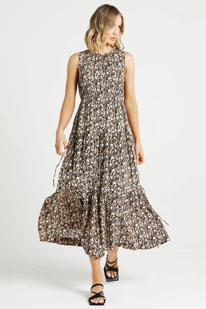 Sass - Celina Midi Dress - Black Ditsy 2