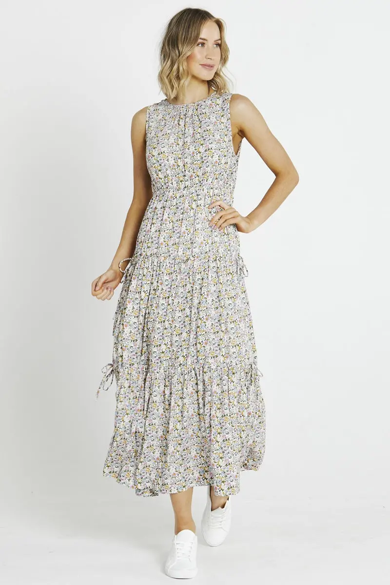 Sass - Celina Midi Dress - White Ditsy 1