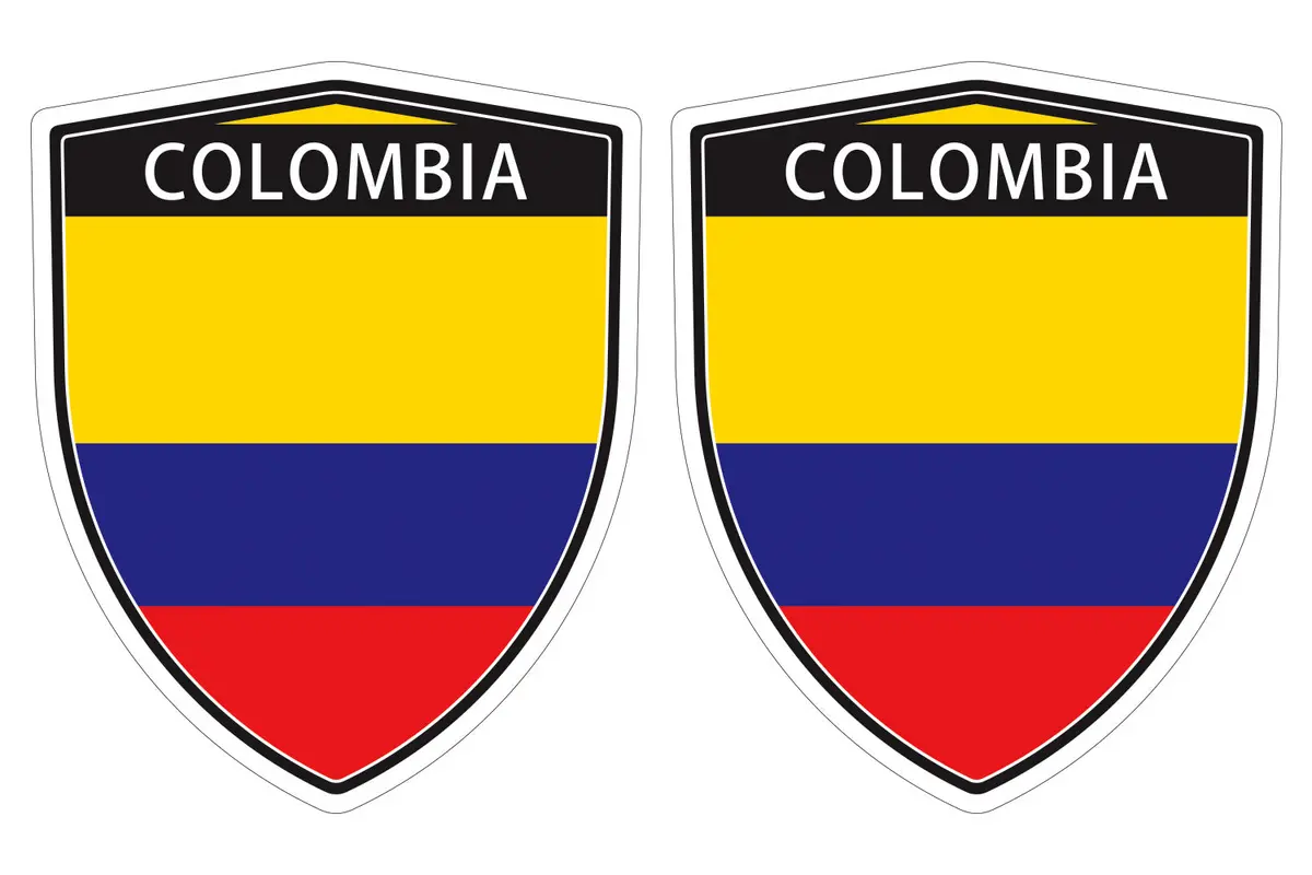 Colombia Colombian Flag Shield Shape Decal Car Bumper Window Sticker Set Of 2,  Sh016 1