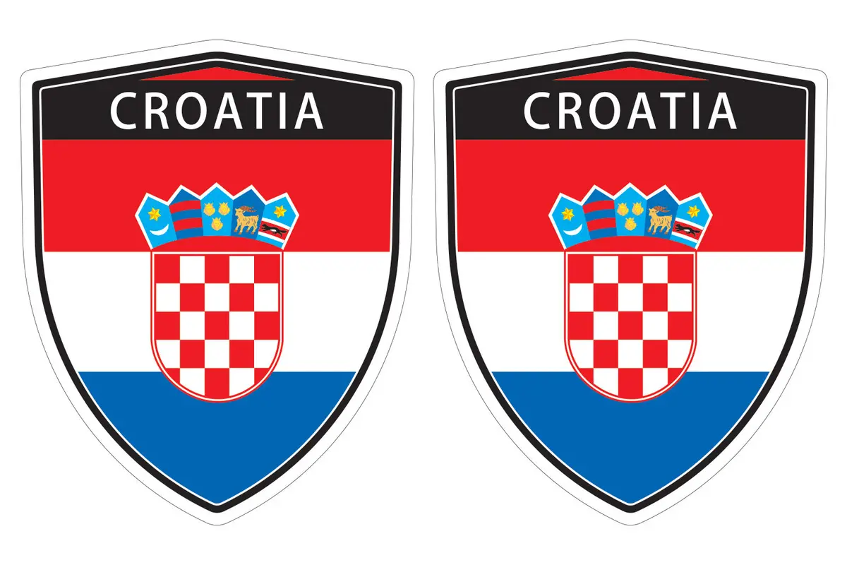 Croatia Flag Shield Shape Decal Car Bumper Window Sticker Set Of 2,  Sh015 1