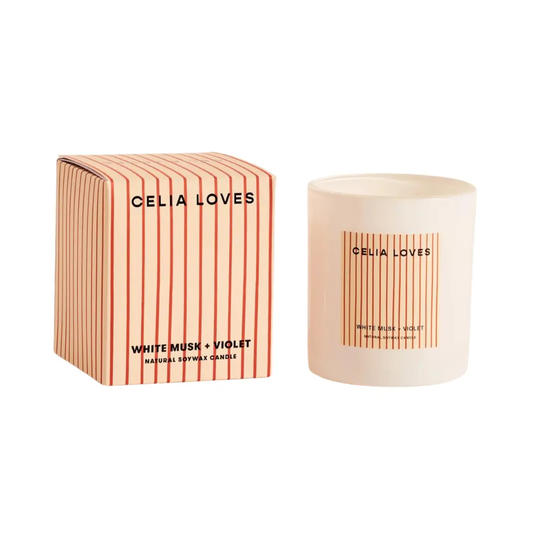 Celia Loves - White Musk + Violet Candle 1