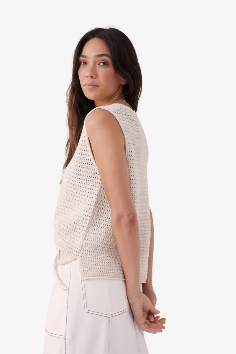 Ceres Life - Mesh Knit Tank - Ecru 1