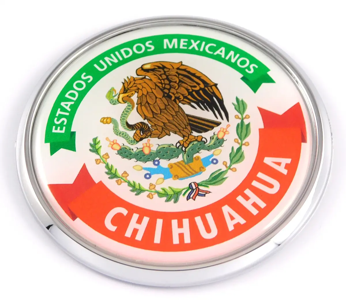 Chihuahua Mexico Mexican State Car Chrome Round Emblem Decal 3D Badge 2.75" 1