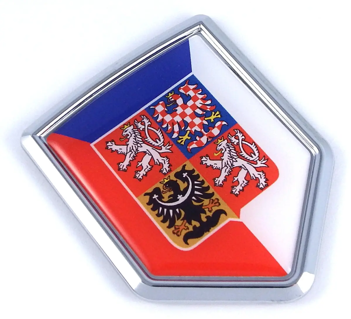 Czech Republic Flag Car Chrome Emblem 3D Decal Sticker Shield Crest 1