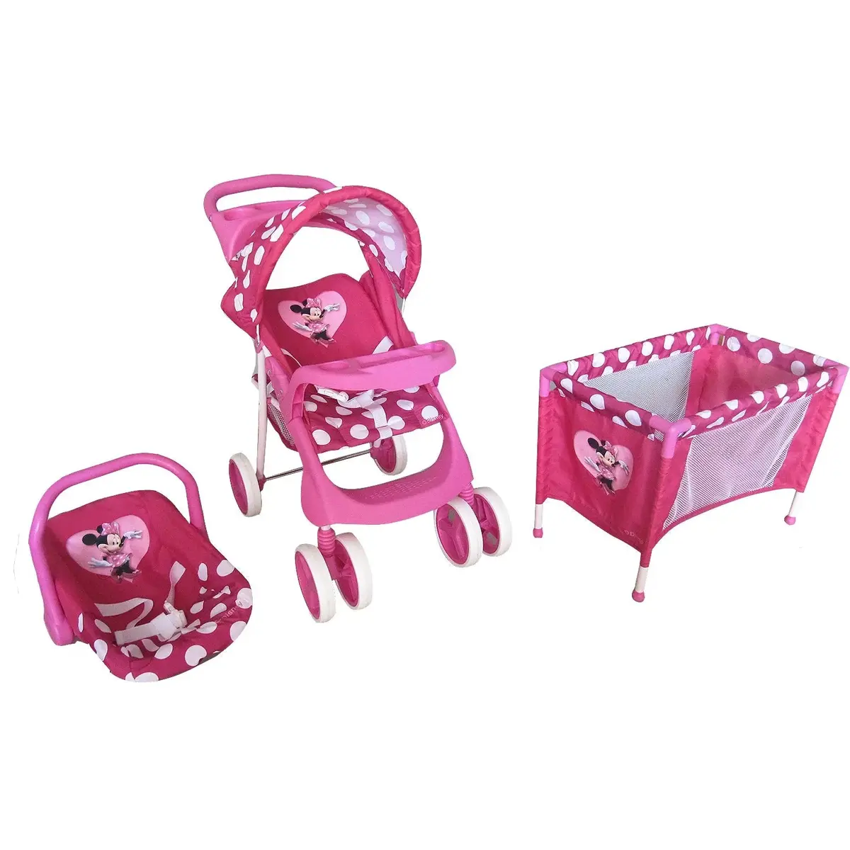 Juguete Muñeca Cochecito Travel Con Cuna Minie, Disney 1