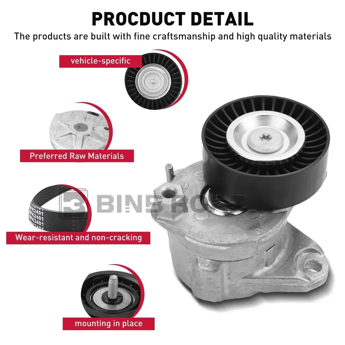 Us 0039937296 + 2722000270 + 2722021419 + 2722020000 Engine Drive Belt Tensioner & Idler Pulley Belt 2