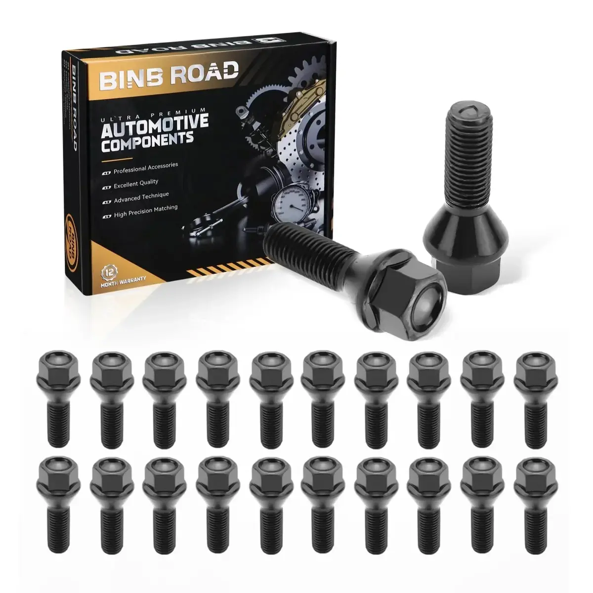 Us 36136781150 Wheel Lug Bolt M12×1.5 Black 2