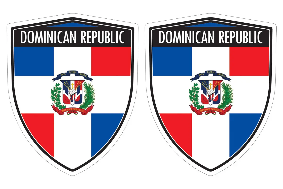 Dominican Republic Flag Shield Shape Decal Car Bumper Window Sticker Set Of 2,  Sh017 1