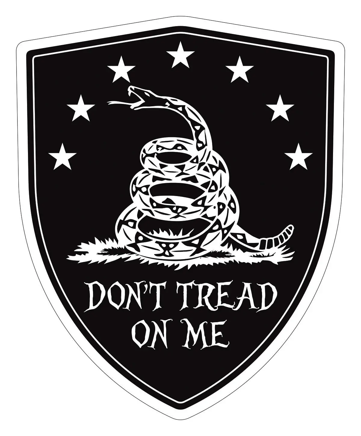 Don't Tread On Me Black Gadsden Flag Shield Shape Decal Car Bumper Window Sticker Set Of 2, Sh061 2