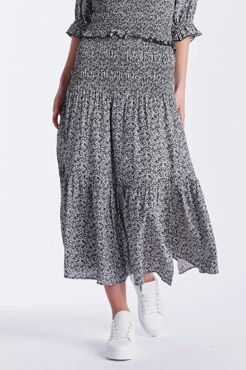 Sass - Dayla Skirt - Black Ditsy 1