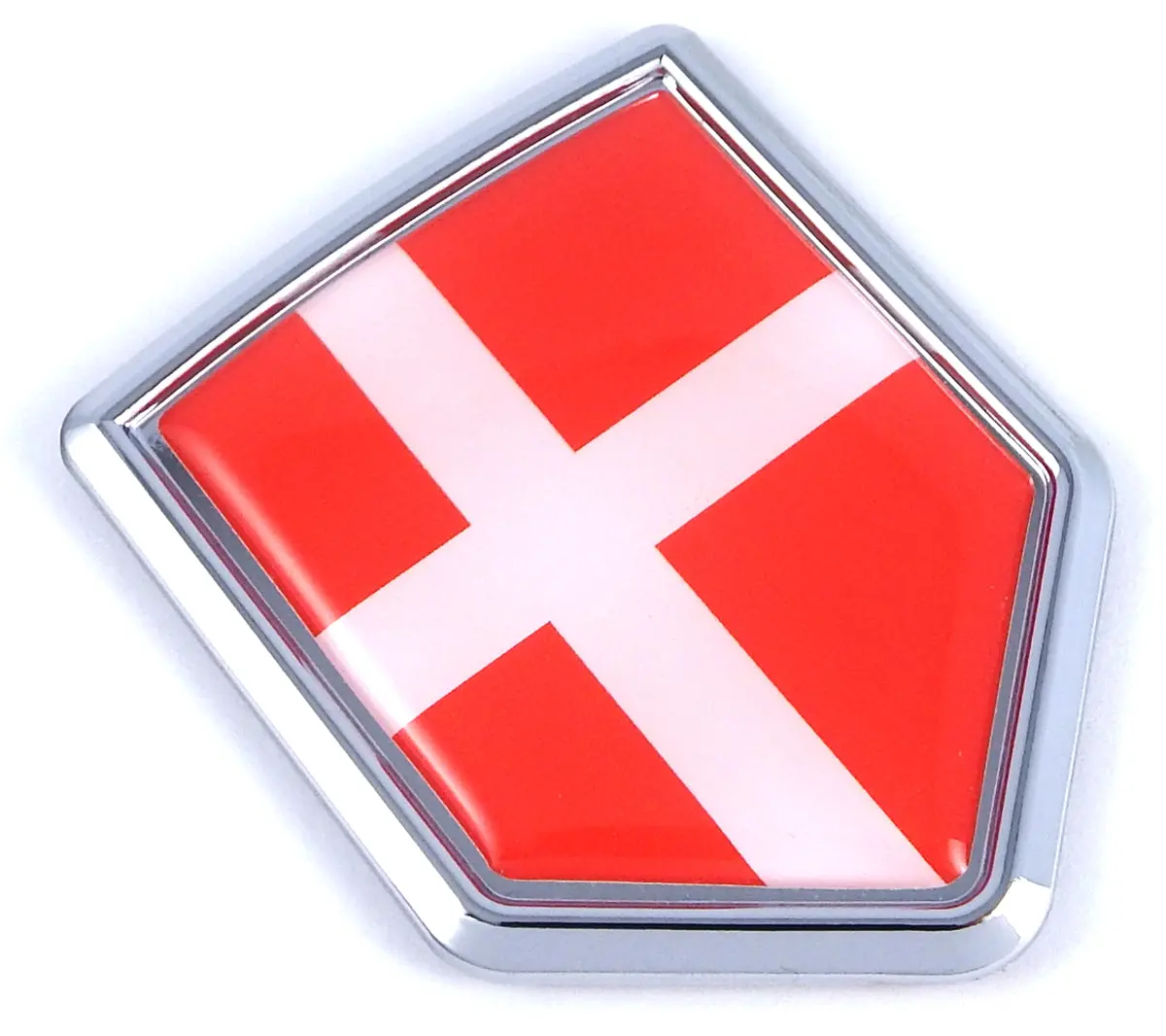 Denmark Flag Danish Car Chrome Emblem 3D Decal Sticker 1