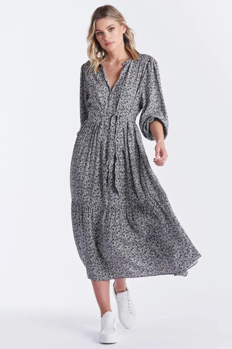 Sass - Dayla Midi Dress - Black Ditsy 1