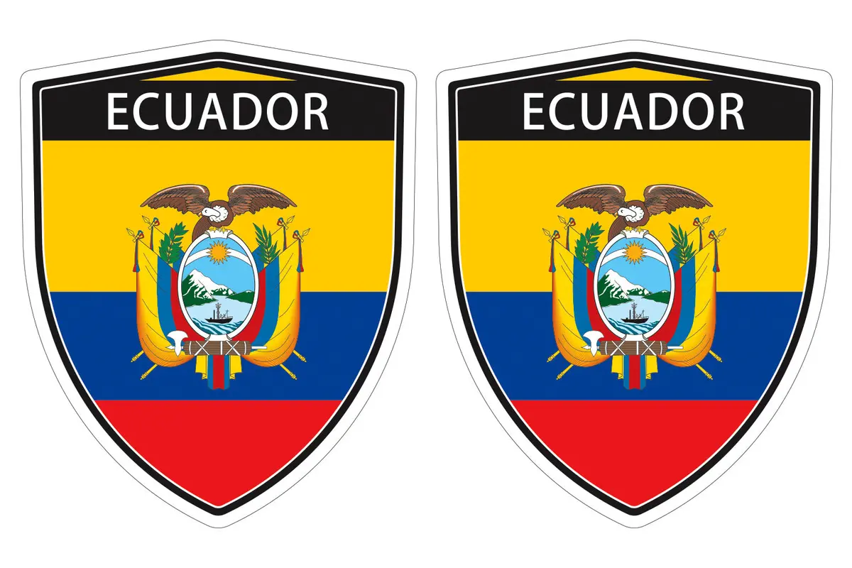Ecuador Flag Shield Shape Decal Car Bumper Window Sticker Set Of 2,  Sh018 1