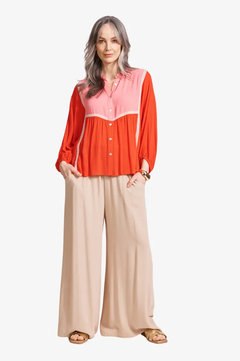 Eb & Ive - Alegria Spliced Top - Cameo/Coral 1