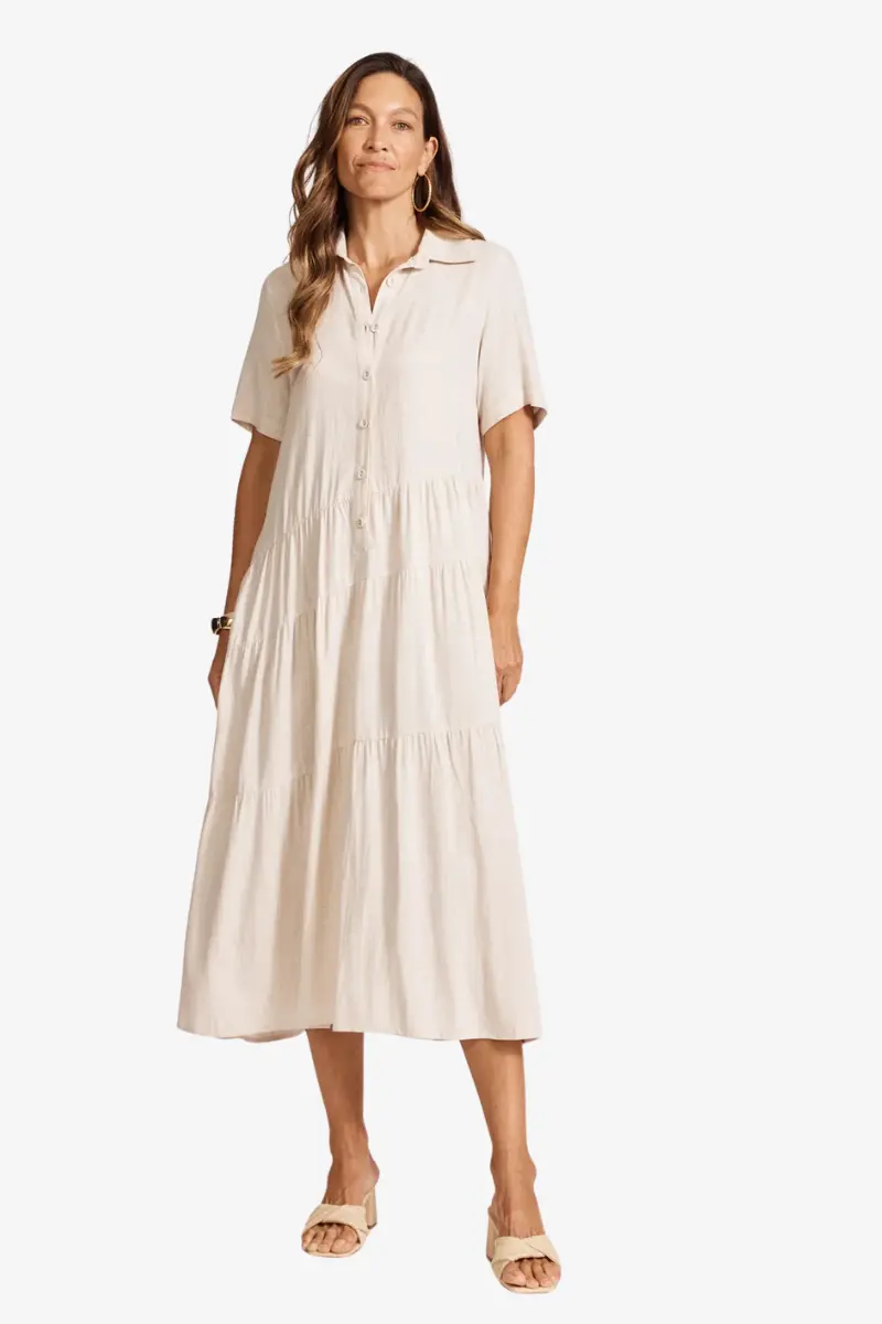 Eb & Ive - Alesia Tiered Shirt Dress - Tusk 1