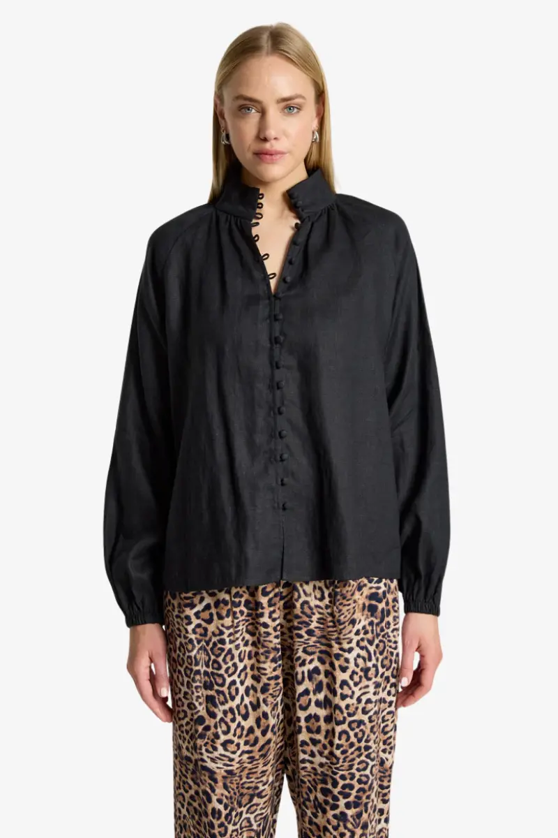 Eb & Ive -Bajau Button Shirt - Black 1