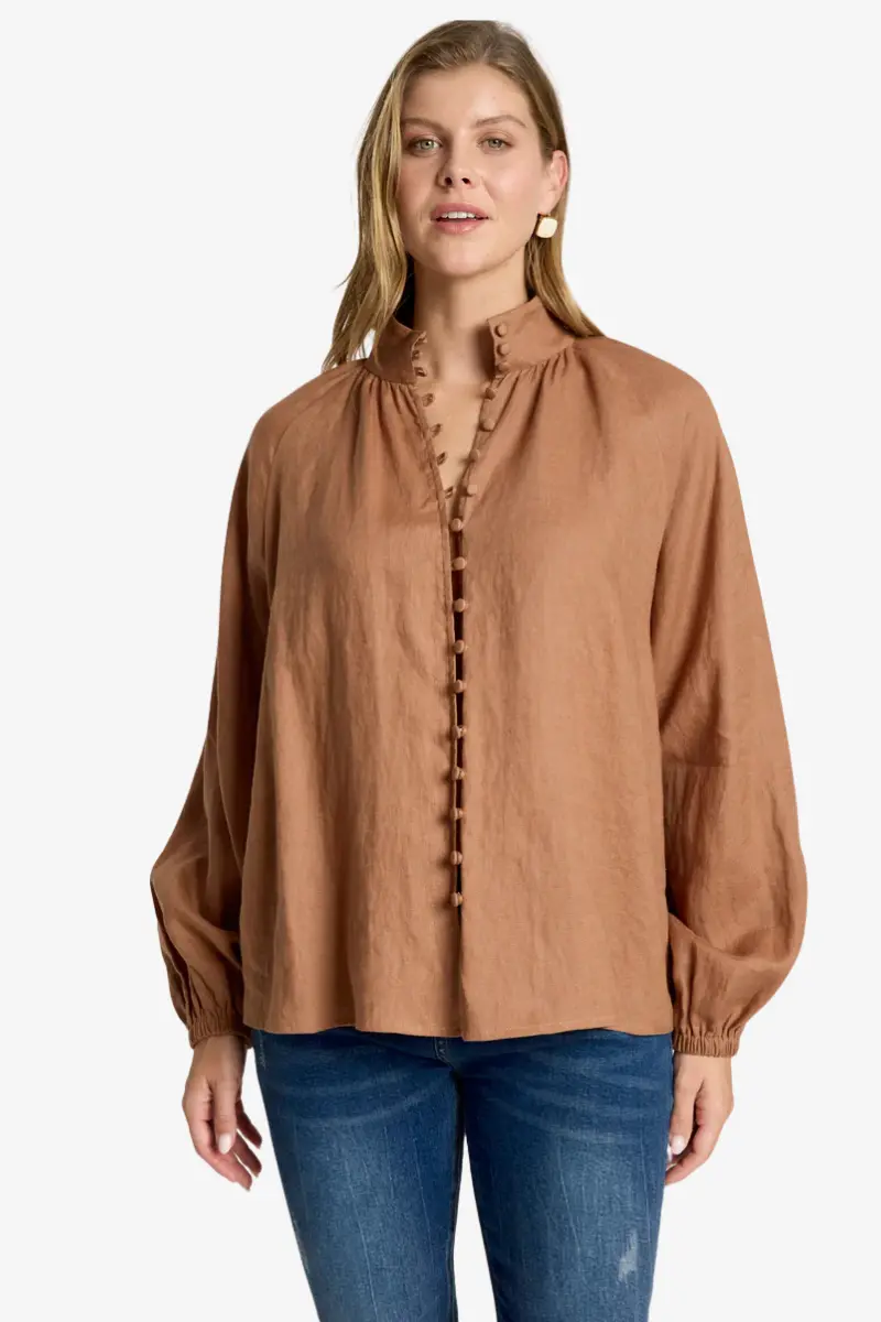 Eb & Ive - Bajau Button Shirt - Clay 1