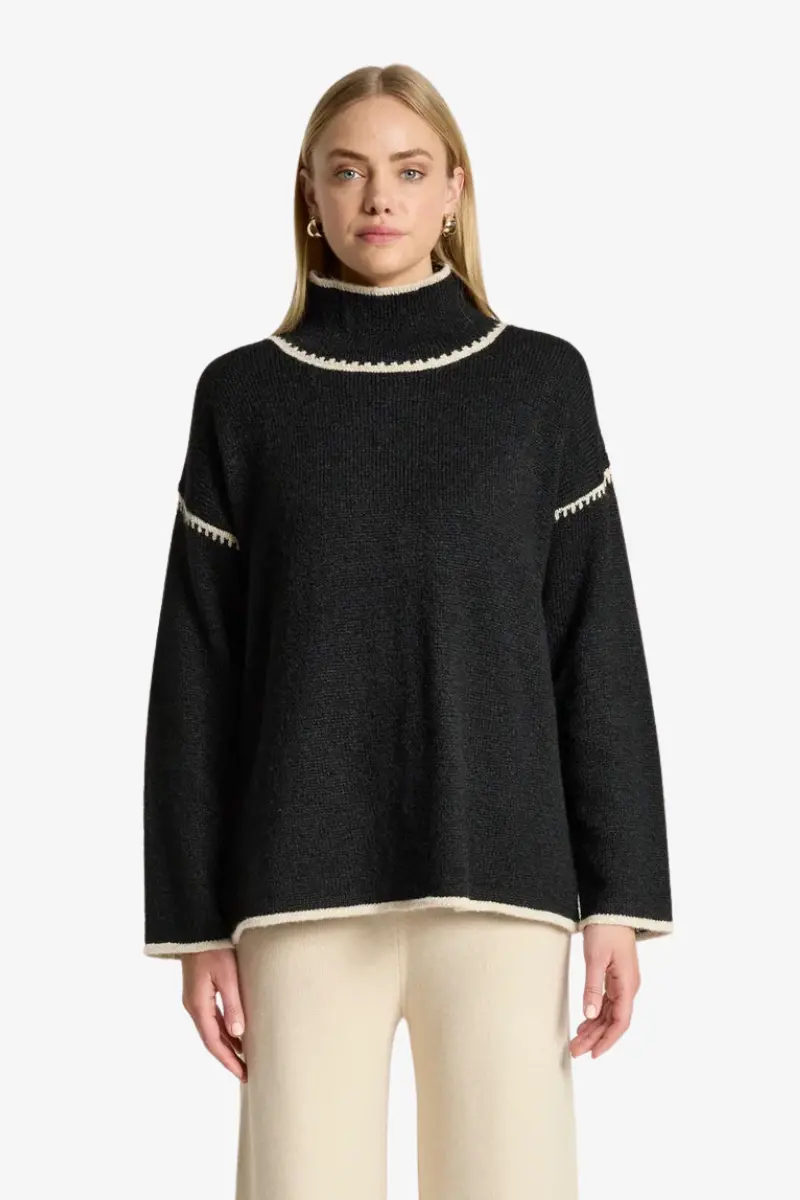 Eb & Ive - Orin Jumper - Black /Dune 1