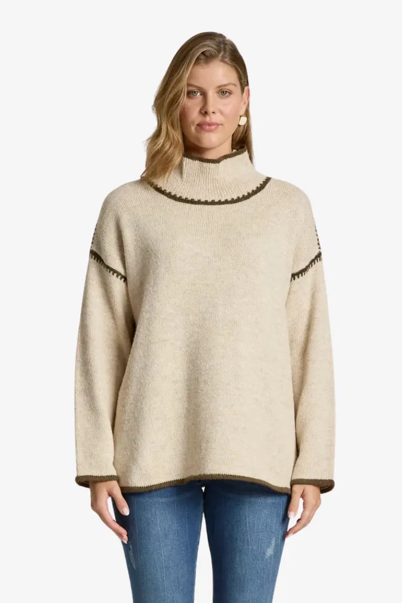 Eb & Ive - Orin Jumper - Dune/Olive 1